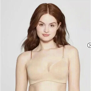 Auden Women's 38DDD Nursing Lightly Lined Wirefree Bra Pearl Tan